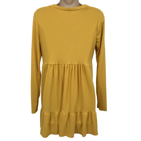 AUW Womens Gold Teired Ruffled Long Sleeve Stretch Knit Tunic Top Size M - Picture 3 of 6